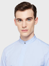 Camicia Coreana In Cotone Azzurro