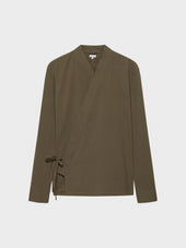 Overshirt Kimono In Seersucker Di Cotone Verde
