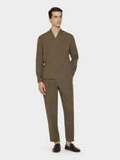 Overshirt Kimono In Seersucker Di Cotone Verde