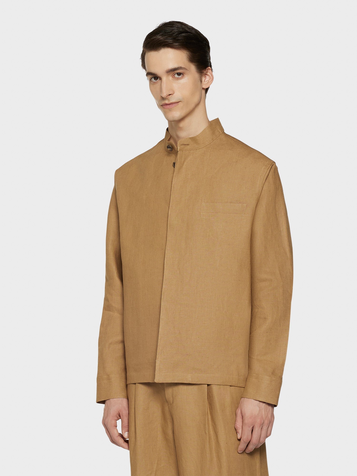 Overshirt In Lino Irlandese Color Cammello