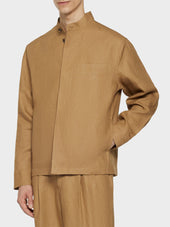 Overshirt In Lino Irlandese Color Cammello
