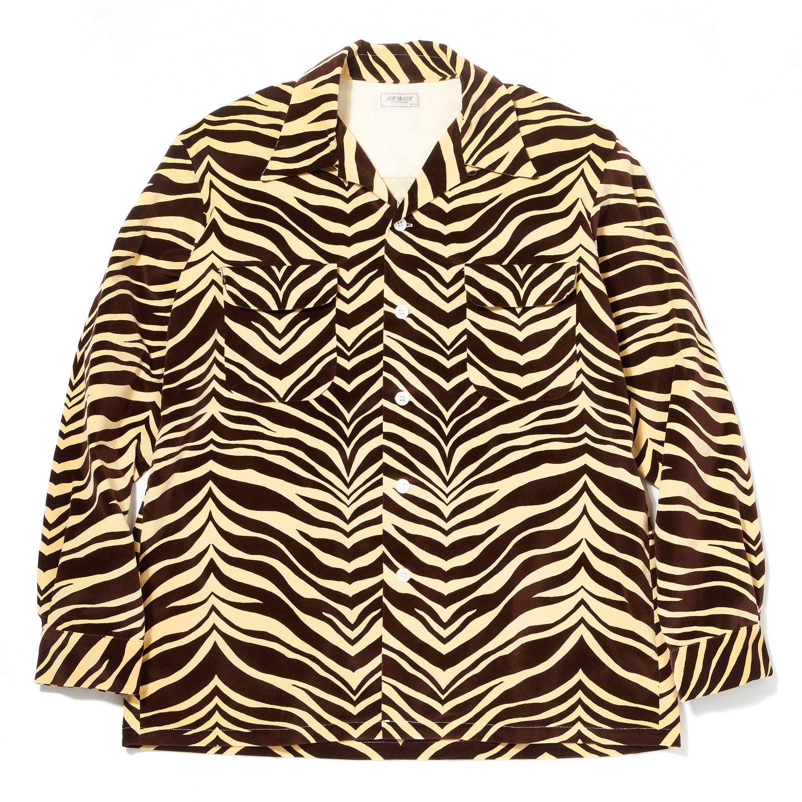 Printed Velour Open Collar Shirt Zebra