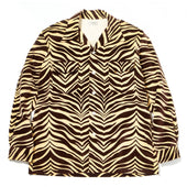 Printed Velour Open Collar Shirt Zebra