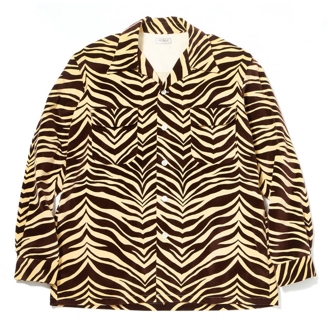 Printed Velour Open Collar Shirt Zebra