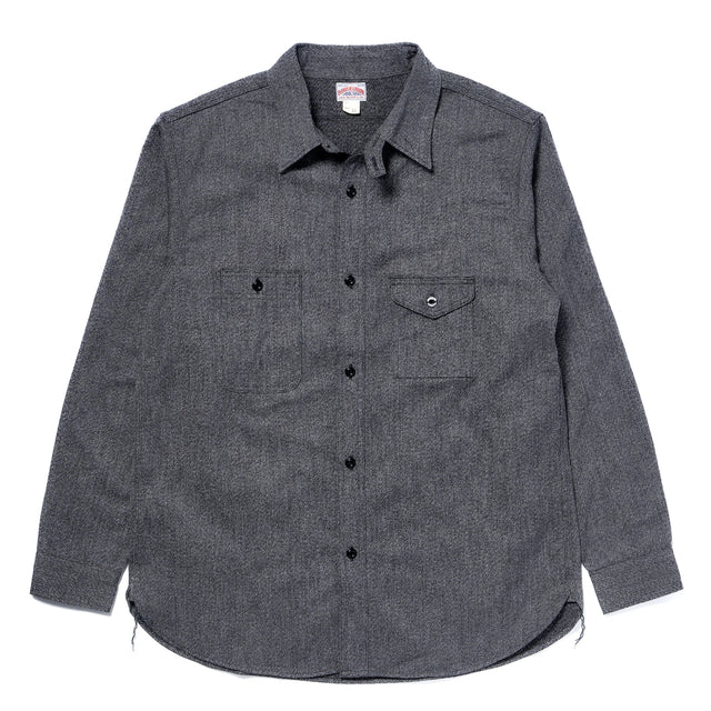 8hu Cigarette Pocket Mock Twist Chambray Work Shirt