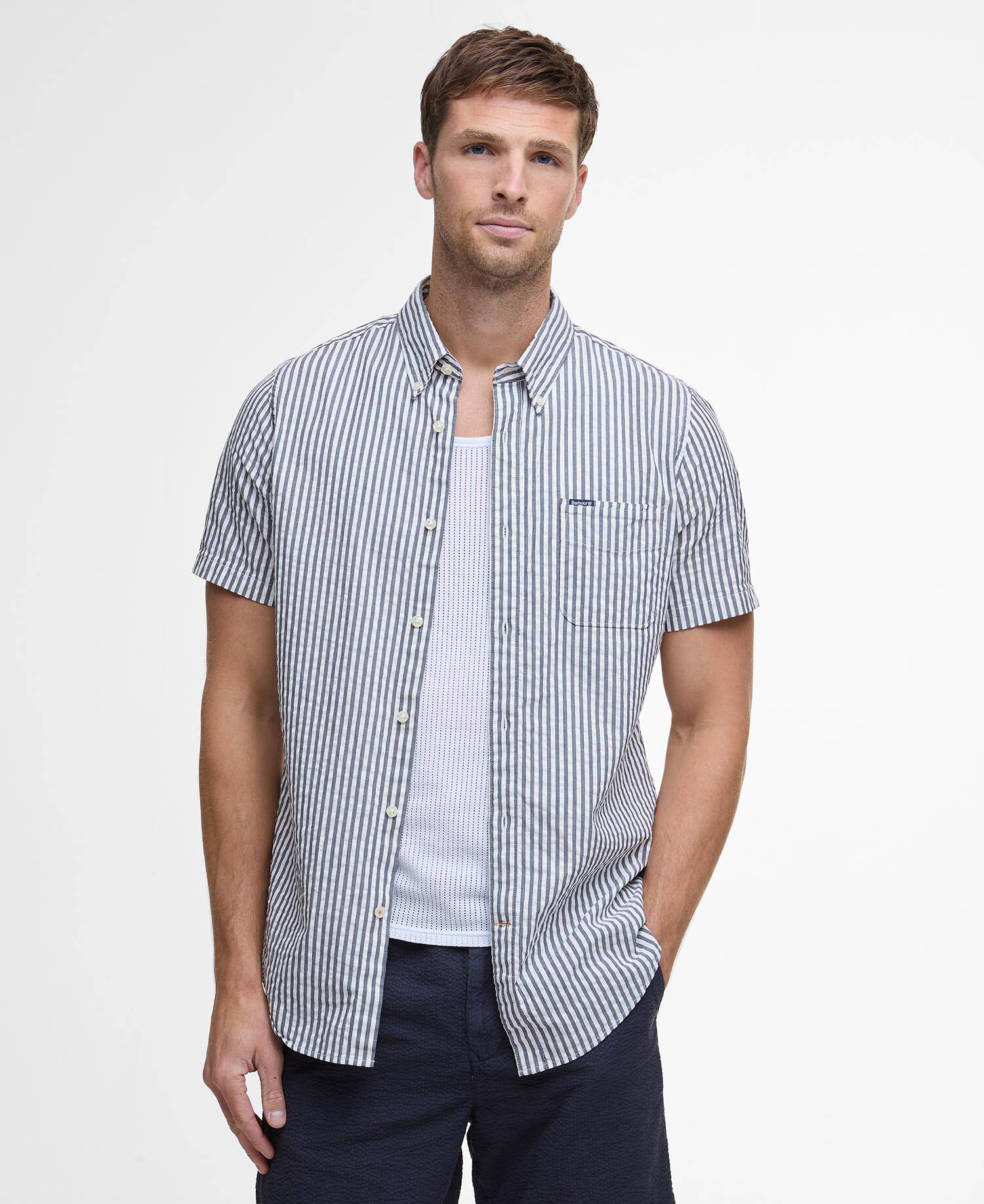 Cresswell Seersucker Regular Short Sleeved Shirt