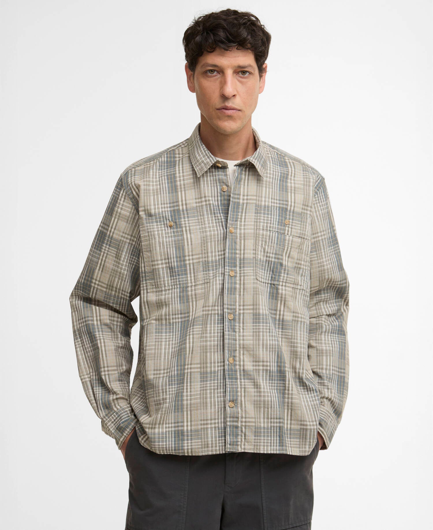 Maxwell Checked Patch Long Sleeved Relaxed Shirt