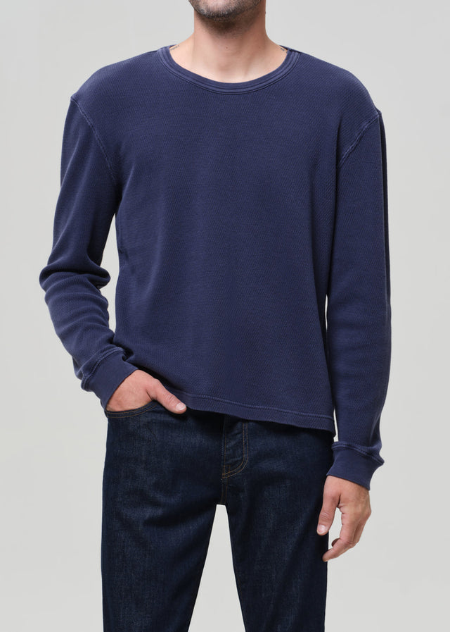 Waffle Crewneck in Vintage Navy