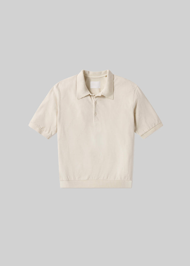 Banded Polo in Ecru