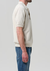 Banded Polo in Ecru