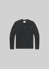 Waffle Three Button Henley in Charred Cedar