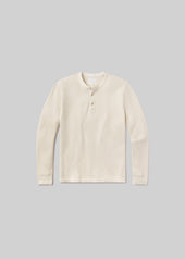 Waffle Three Button Henley in Plaster