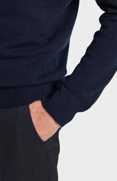Zip Neck Cashmere Jumper In Navy