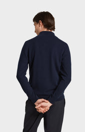 Zip Neck Cashmere Jumper In Navy
