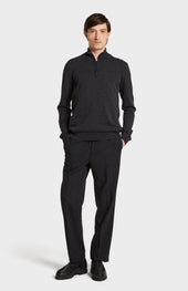Zip Neck Cashmere Jumper In Charcoal