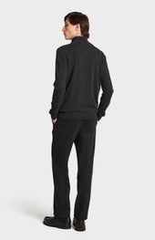 Zip Neck Cashmere Jumper In Charcoal