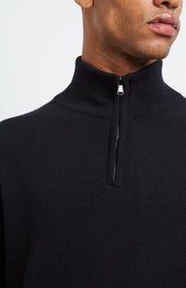 Zip Neck Cashmere Jumper In Black