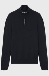 Zip Neck Cashmere Jumper In Black
