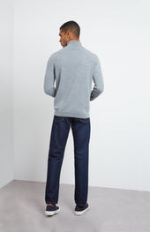 Zip Neck Cashmere Jumper In Flannel Grey