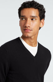 V Neck Cashmere Jumper In Black