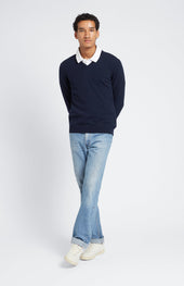 Classic Cashmere V Neck Jumper In Ink