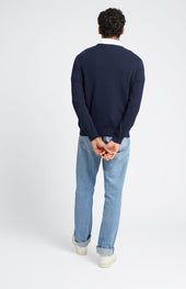 Classic Cashmere V Neck Jumper In Ink