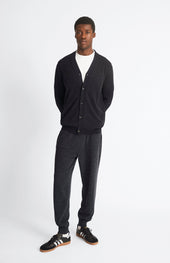 V Neck Cashmere Cardigan In Charcoal