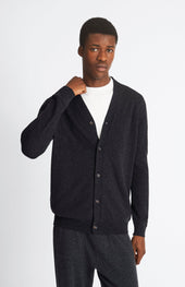 V Neck Cashmere Cardigan In Charcoal