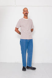 Multistripe T Shirt Ecru Red Oxide Mix