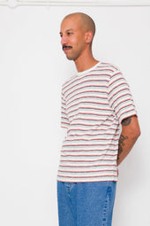 Multistripe T Shirt Ecru Red Oxide Mix