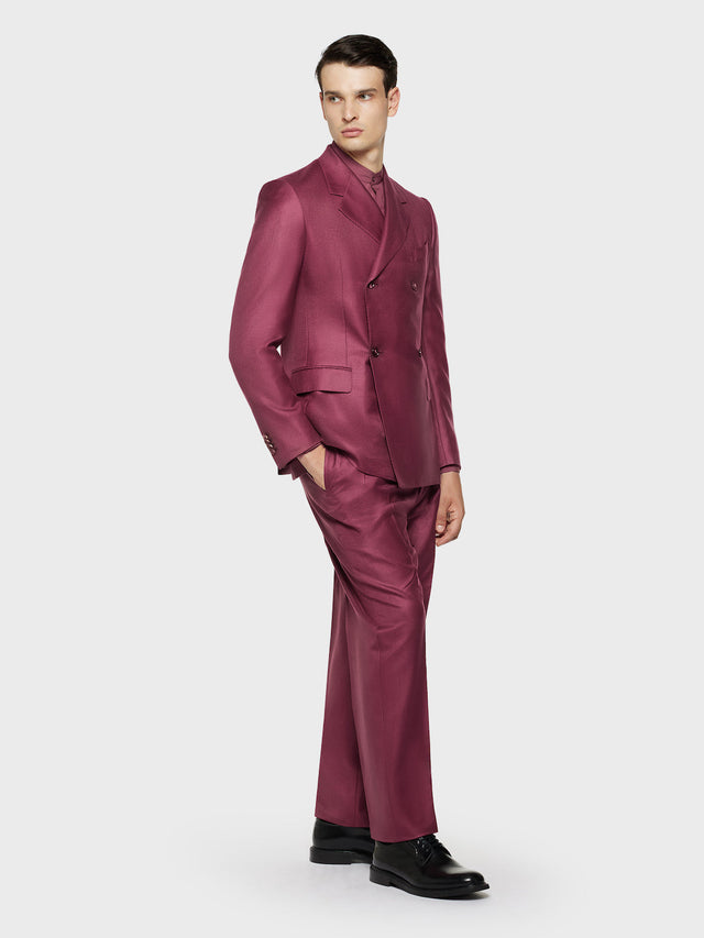Abito manon doppiopetto in cashmere e seta bordeaux