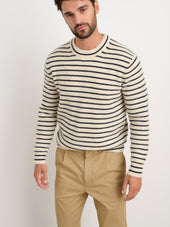 Jordan Striped Sweeter in Washed Cashmere