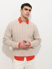 Aaron Cable Sweater in Cotton