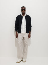 Aaron Marled Cardigan In Cotton Linen