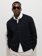 Aaron Marled Cardigan In Cotton Linen