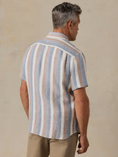 Short-Sleeve Palma Linen Shirt - Meadow Lake Stripe