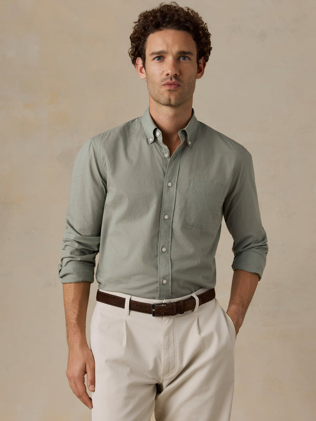 Long-Sleeve Weightless Cotton Shirt - Coastal Sage