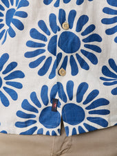 Short-Sleeve Linen Camp Shirt - Antilles Blue Suns