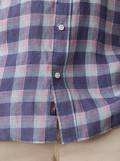 Sunwashed Linen Shirt - Coastal Lake Plaid
