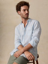 Sunwashed Linen Shirt - Blue Island Stripe