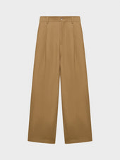 Pantalone Ampio In Lino Irlandese Color Cammello
