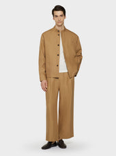 Pantalone Ampio In Lino Irlandese Color Cammello