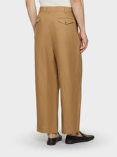 Pantalone Ampio In Lino Irlandese Color Cammello