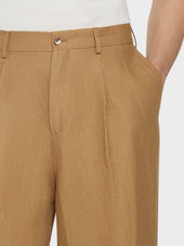 Pantalone Ampio In Lino Irlandese Color Cammello