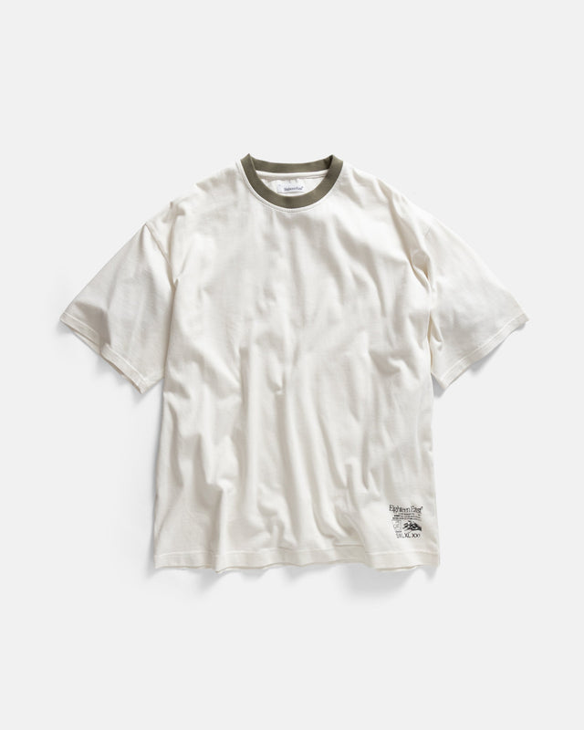 MACOMBER RINGER TEE - WHITE / FADED OLIVE 7.75 oz. ALL SEASON COTTON JERSEY