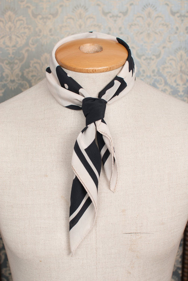 Wool Silk Bandana - Black Foulard