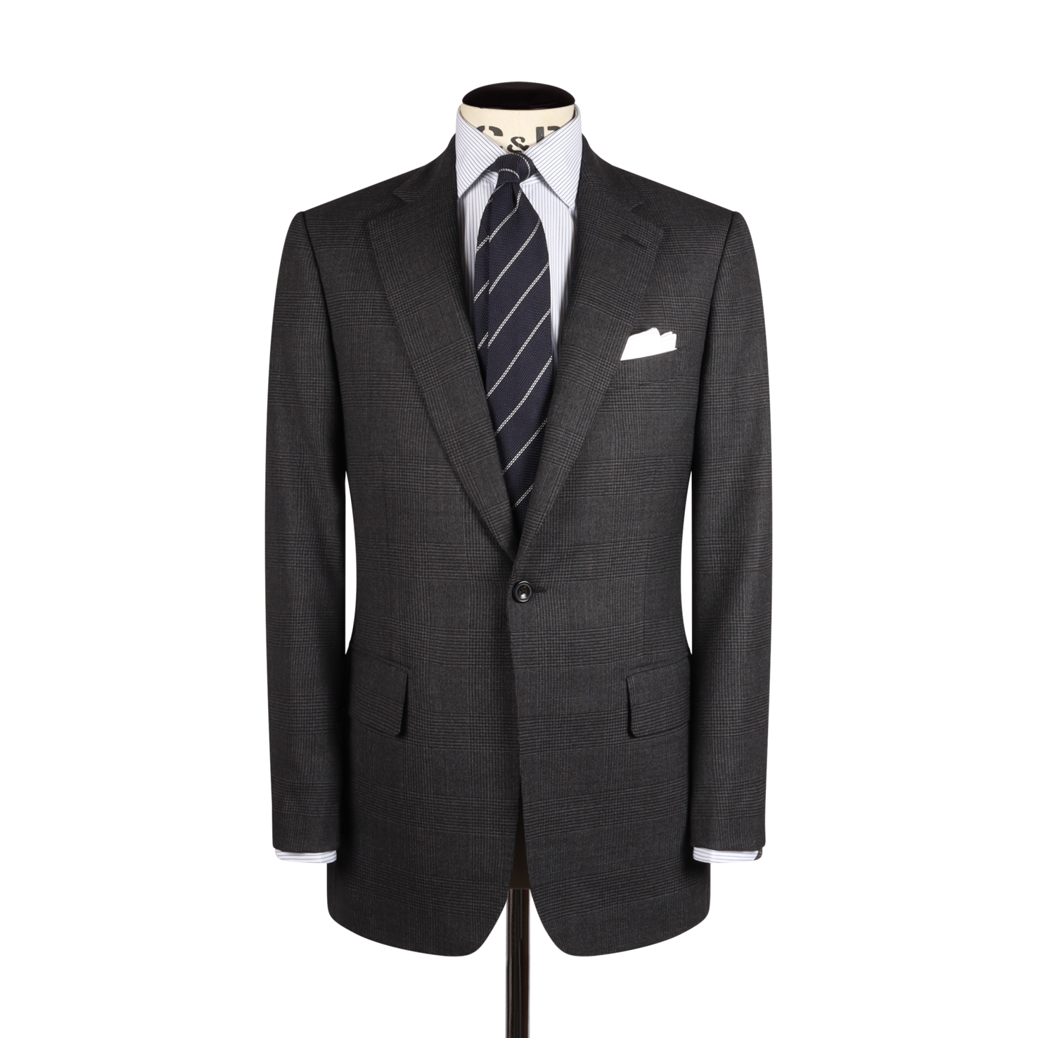 Single Breasted Notch Suit In Check Wool