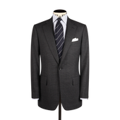 Single Breasted Notch Suit in Charcoal Check Wool