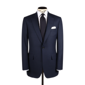 Single Breasted Notch Suit in Navy Glen Check Wool