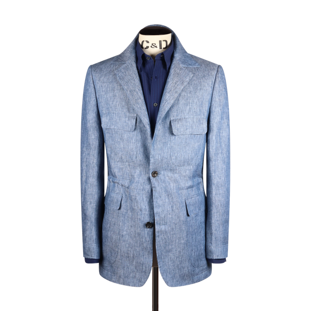 Safari Jacket in Denim Blue Linen